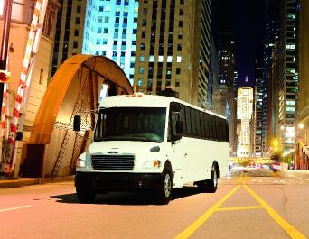 white commercial bus